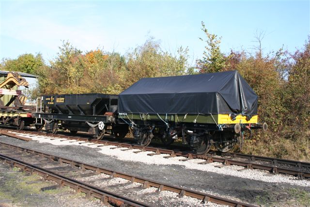 Restored Army Open Wagon stabled in Up Yard