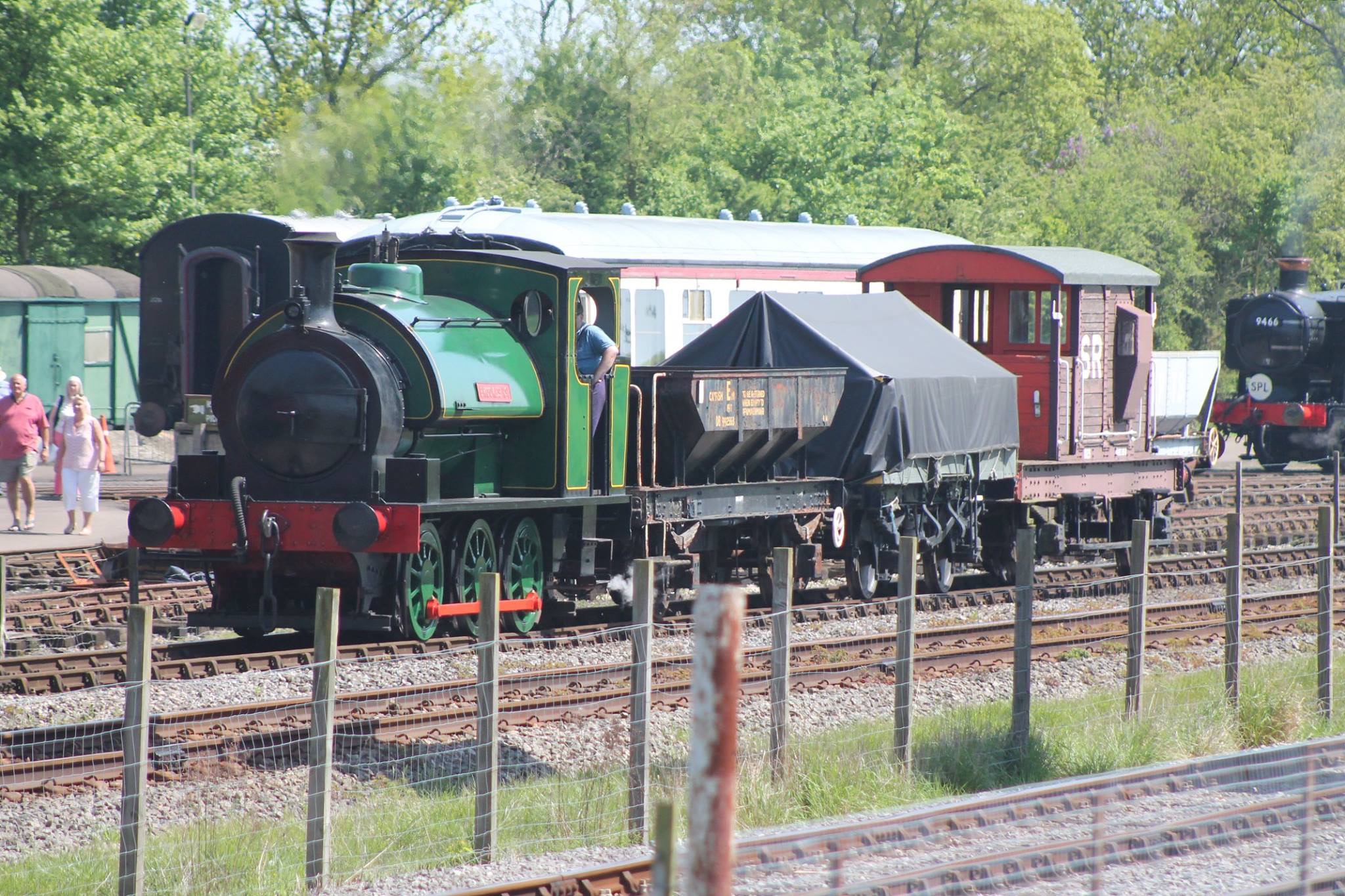 Brooks No. 1 at head of freight train during the May 2018 Steam Gala