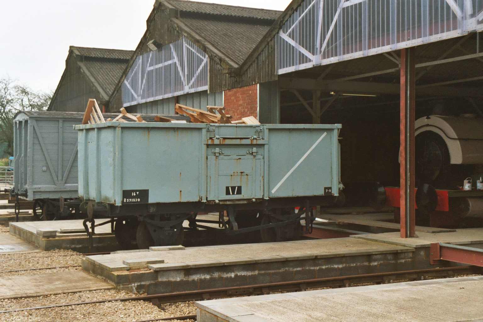 Coal Wagon in use as loco wood store