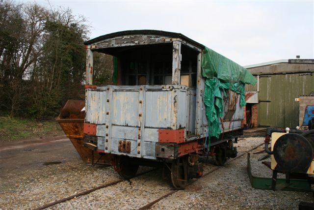 Newly delivered brake van sat behind the Down Yard Restoration Building