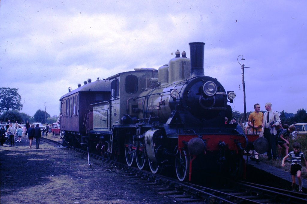 Norwegian Railways 377 - <i>King Haakon VII</i> 2-6-0 at Quainton with support coach 29th August 1971