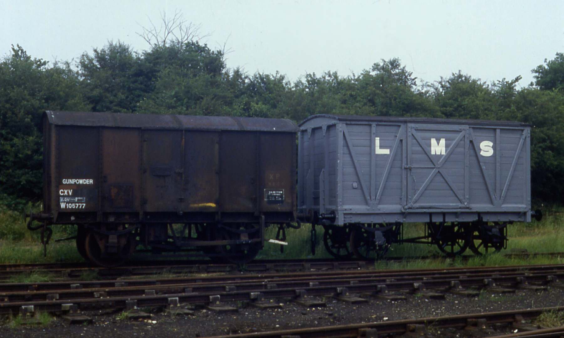 LMS box van 34676 standing next to the gunpowder van