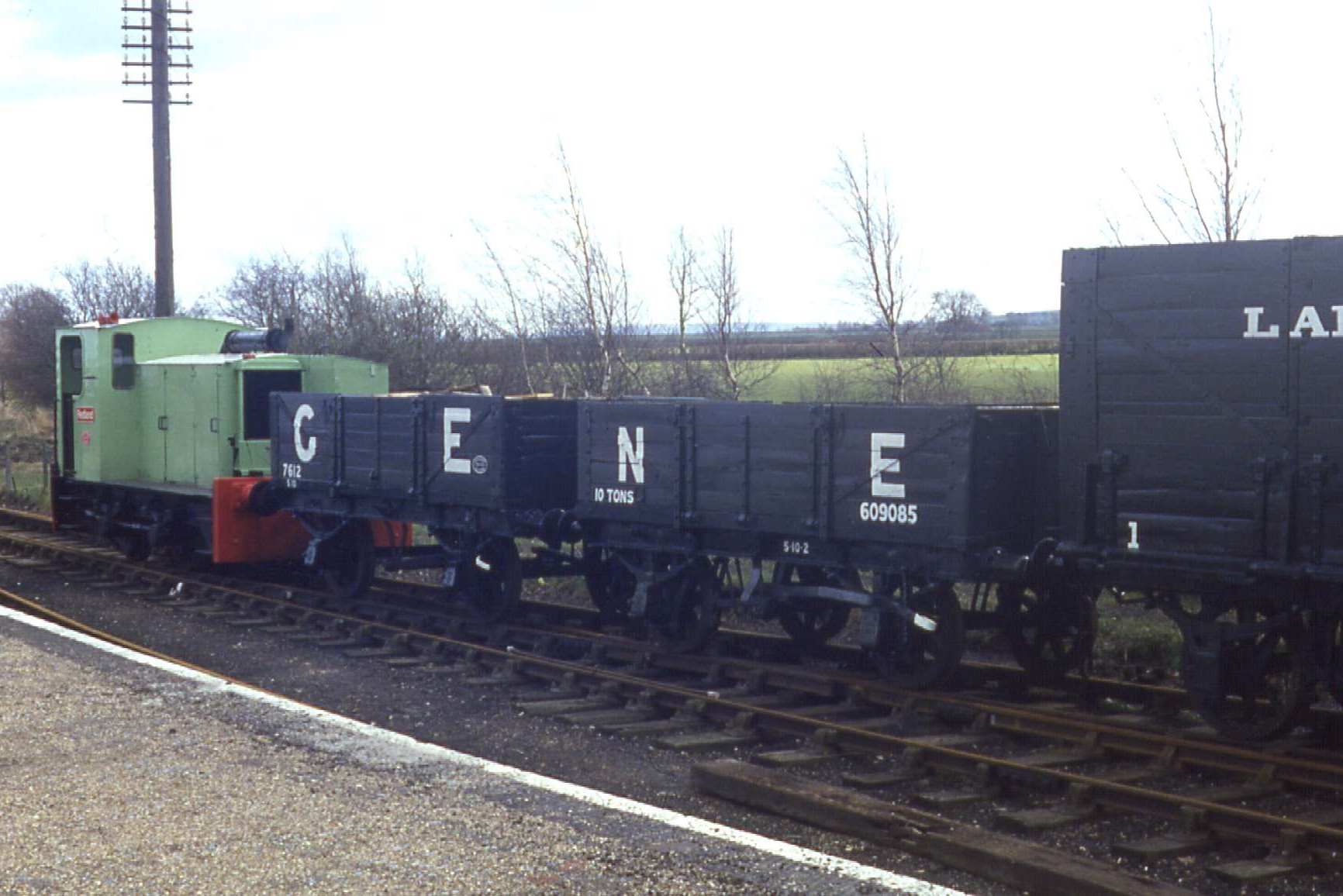No. 609085 in down yard platform with GE No. 7612