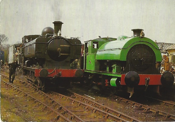 QP2 - No. 7715 ex BR GWR and LT 0-6-0 pannier tank in BR black livery beside Swanscombe No 3, Hawthorn Leslie
0-4-0 saddle tank at Quainton Road Station - Photo by P I Clarke QP2 - GWR No. 7715 and <I>Swanscombe</I>