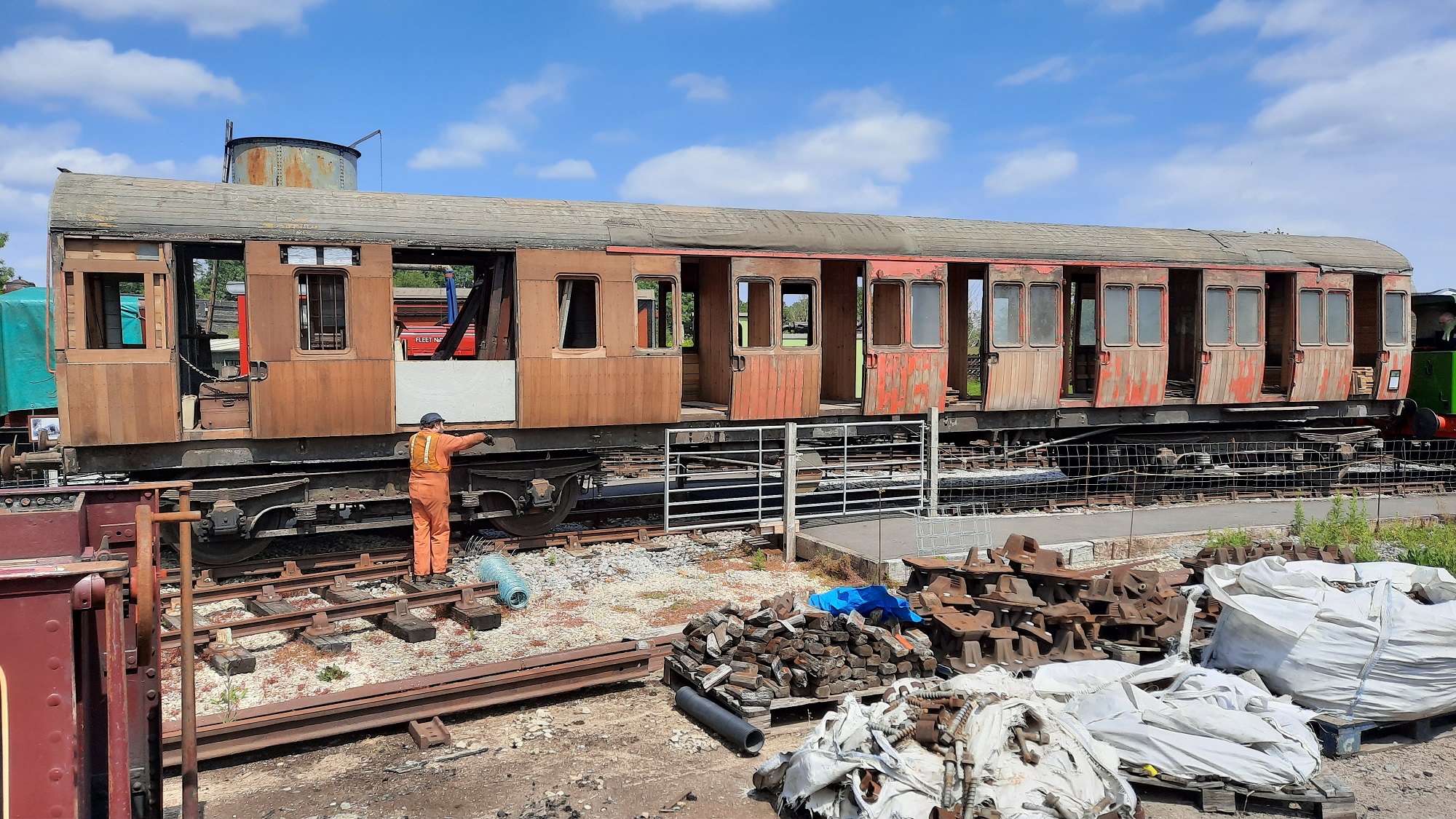 Great Central Railway Brake Third sees light of day during 2020 downyard shunt