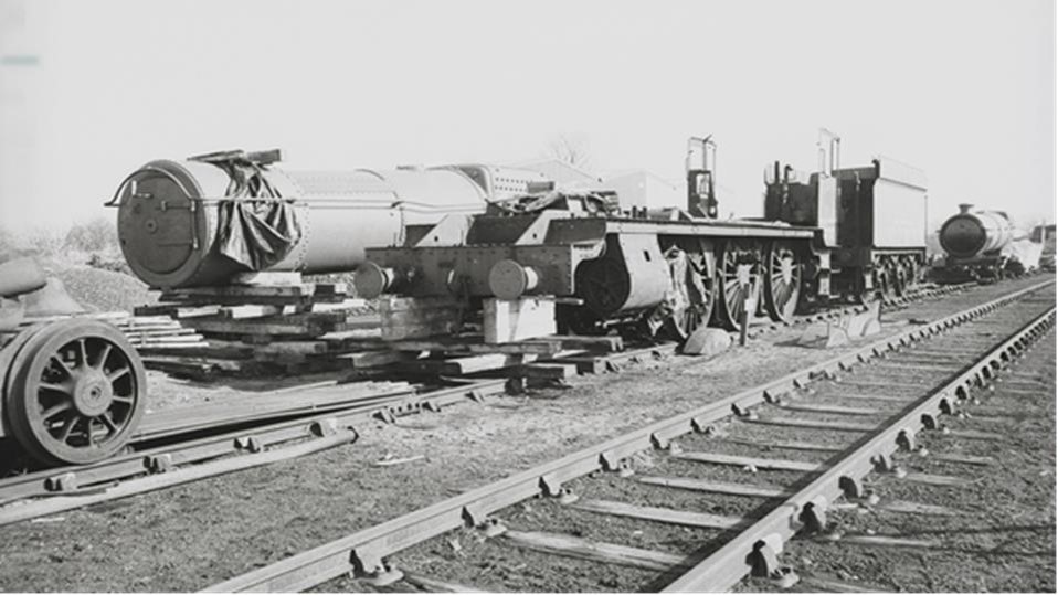 Wightwick Hall's strip down underway, with 6024 <i>King Edward II</i> on the track behind