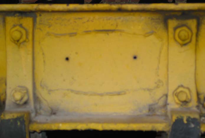 Imprint of the Charles Roberts makers' plate in the paint of the solebar